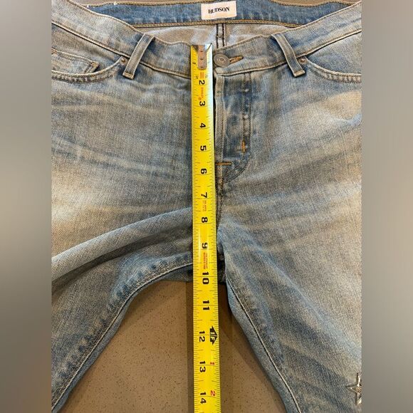 Hudson Riley Crop Jeans Size 27 Embroidered Stars Women's Lightwashed Jeans - Picture 9 of 15